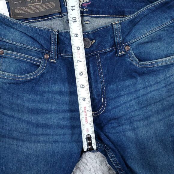 Wrangler Tall Retro Mae Mid Rise Bootcut Jeans Dark Wash Blue 9/30 x 36 Long - Picture 10 of 10